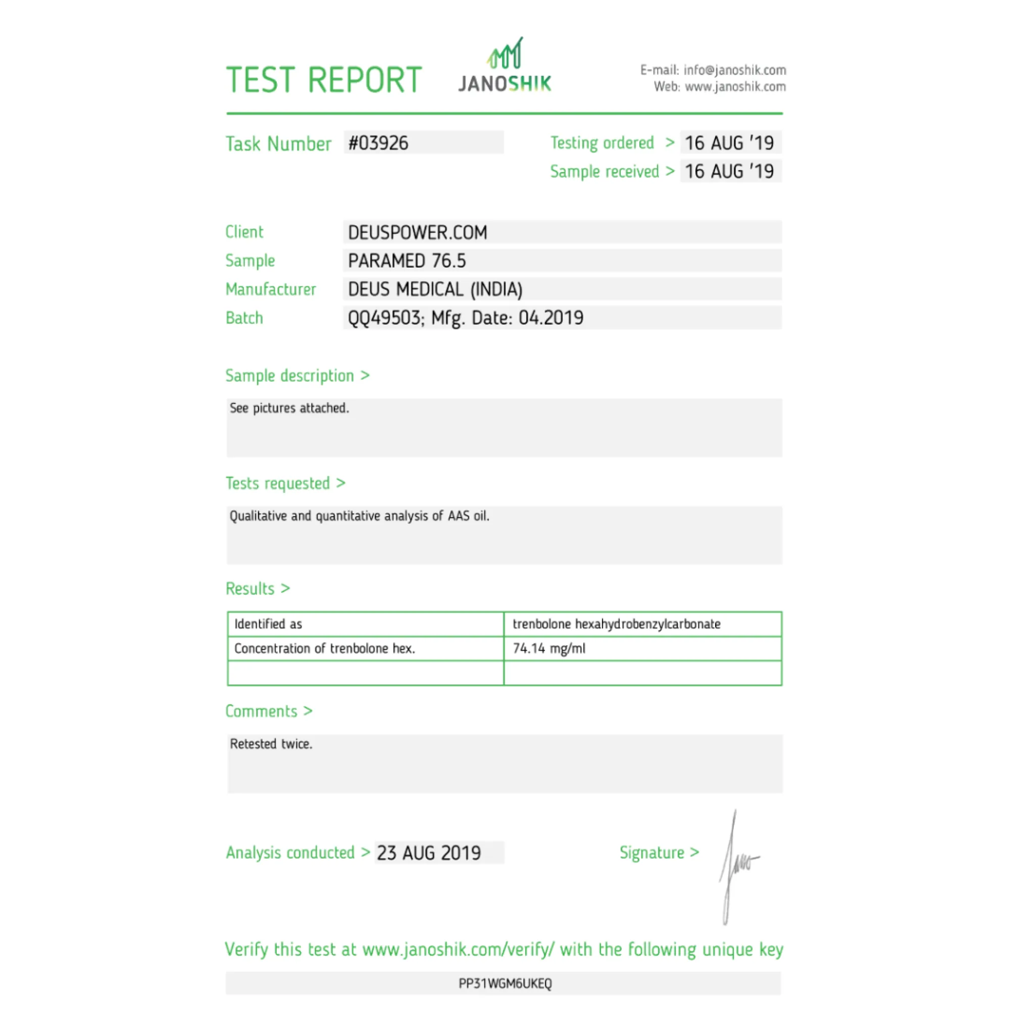 PARAMED 76.5 (Trenbolone Hexahydrobenzylcarbonate), Deus Medical, Buy Steroids Online - www.deuspower.shop