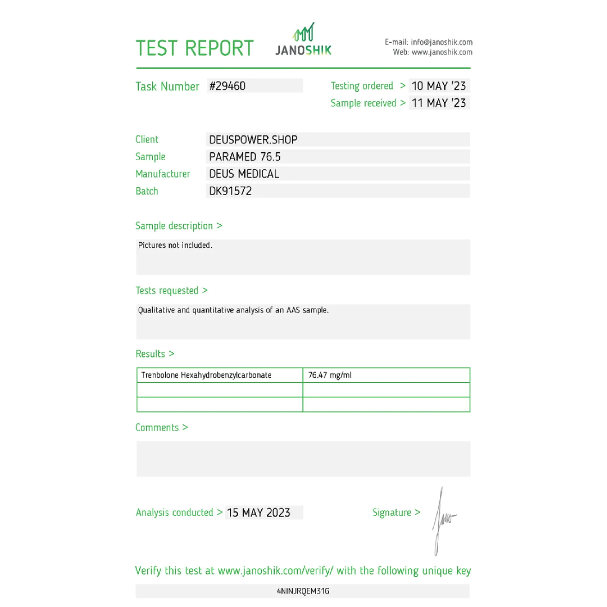PARAMED 76.5 (Trenbolone Hexahydrobenzylcarbonate), Deus Medical, Buy Steroids Online - www.deuspower.shop