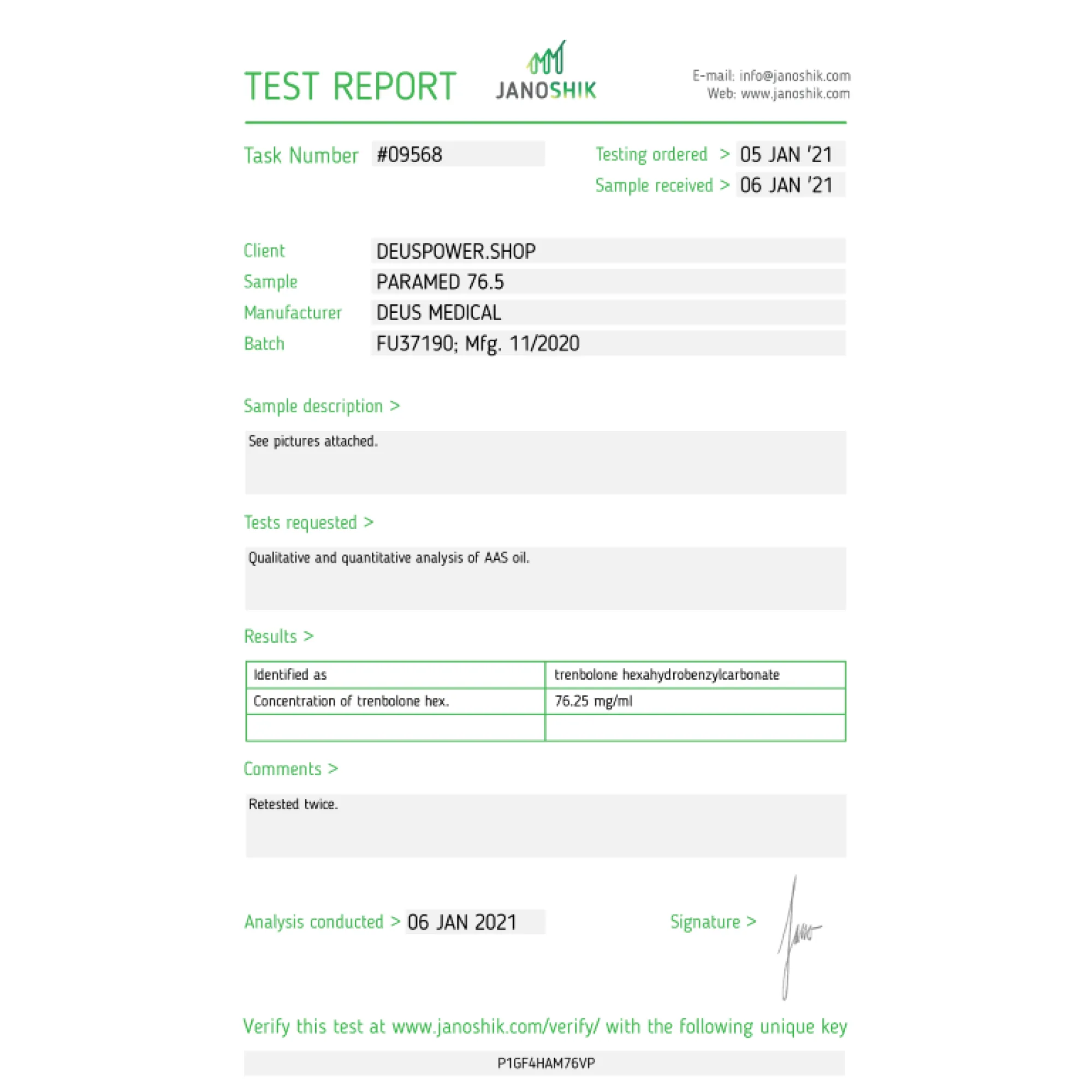 PARAMED 76.5 (Trenbolone Hexahydrobenzylcarbonate), Deus Medical, Buy Steroids Online - www.deuspower.shop