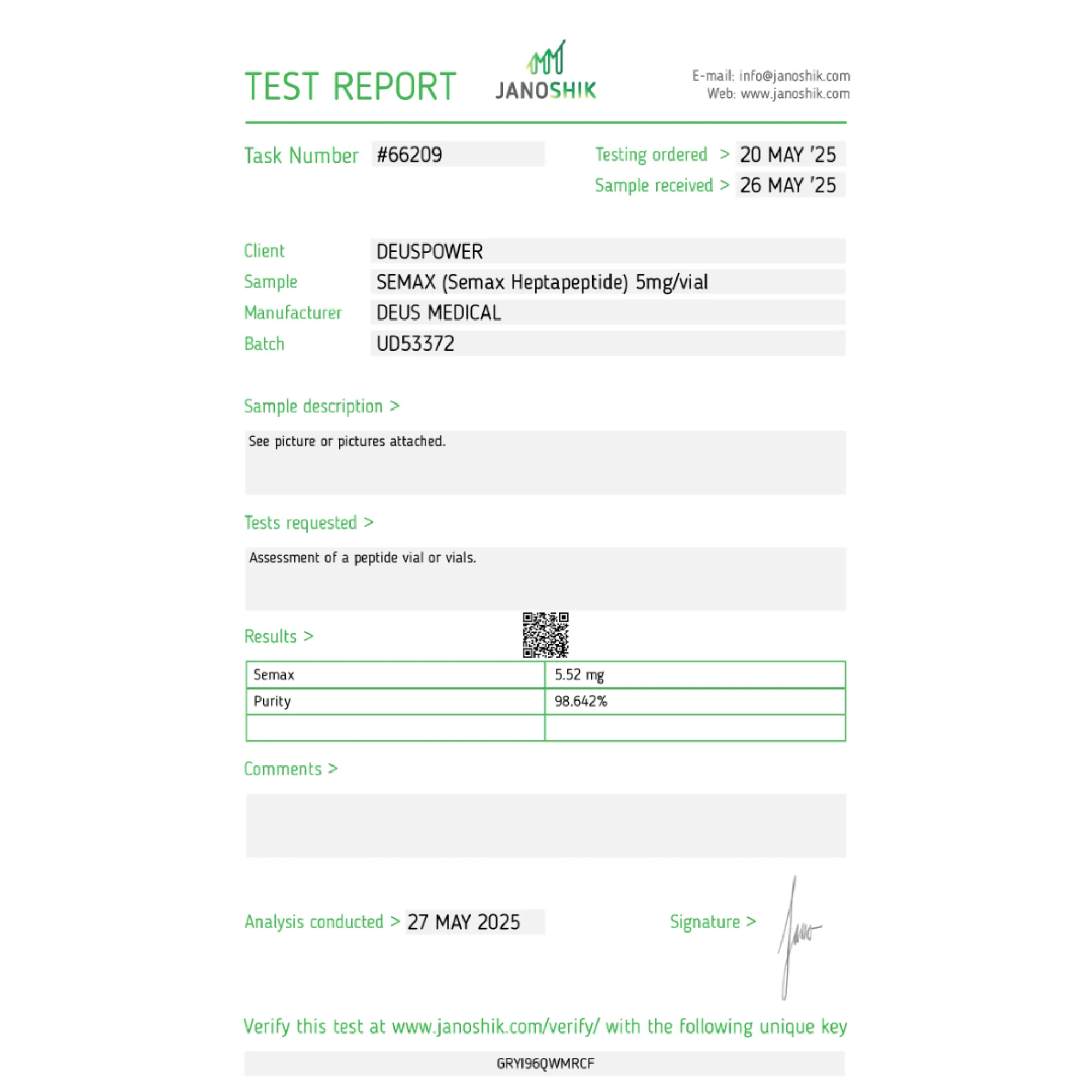 SEMAX (Semax Heptapeptide), Deus Medical, koop steroïden online - www.deuspower.shop